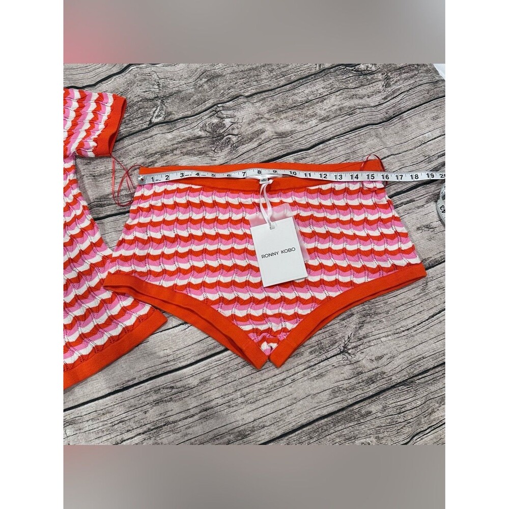 NWT Ronny Kobo Carnation Multi Tally’s Top & Palma Shorts Wave Knit Two-Piece XL - Picture 9 of 14